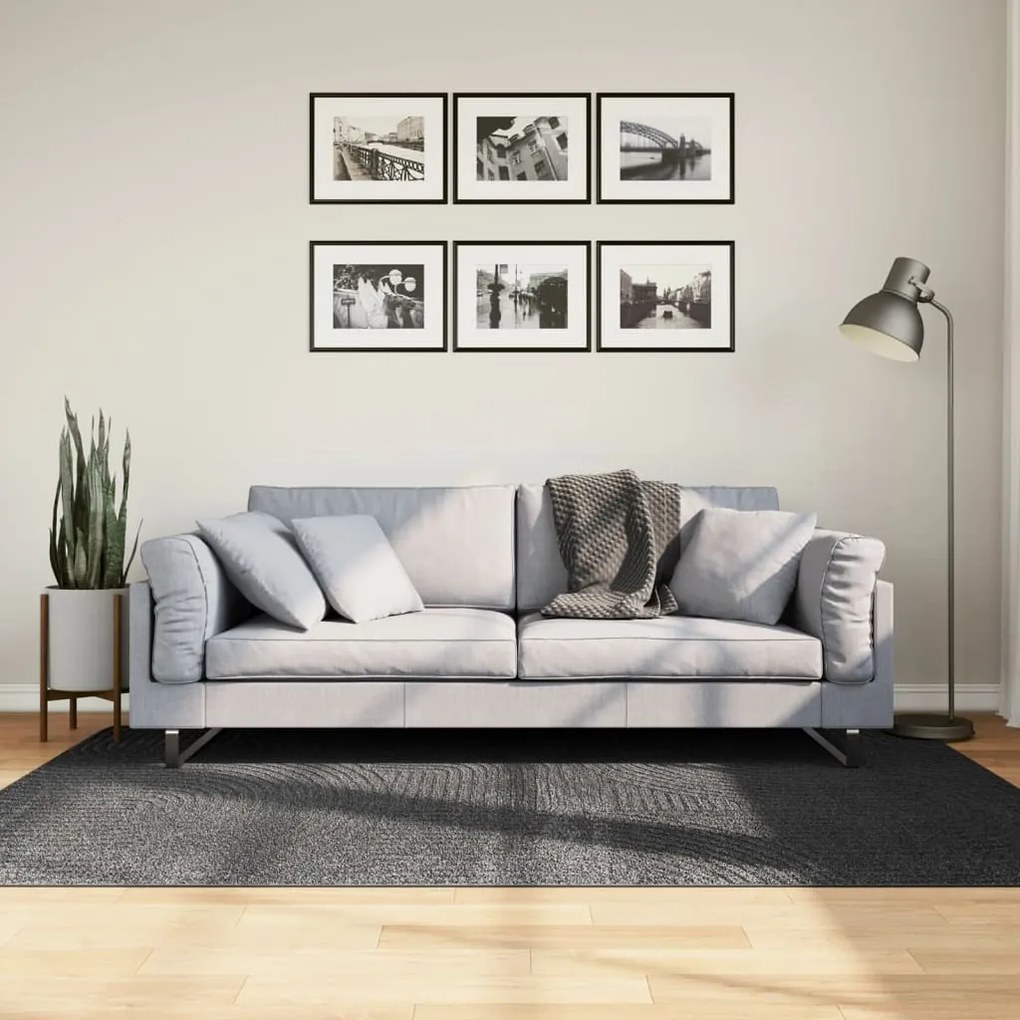 Tappeto Iza A Pelo Corto Aspetto Scandinavo Antracite 140x200cm /
