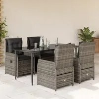 Set da Pranzo da Giardino 5 pz con Cuscini in Polyrattan Grigio 3262857