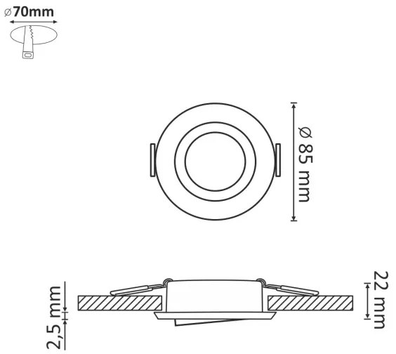 Lampada da incasso EAST OPAL 1xGU10/8W/230V diametro 8,5 cm oro