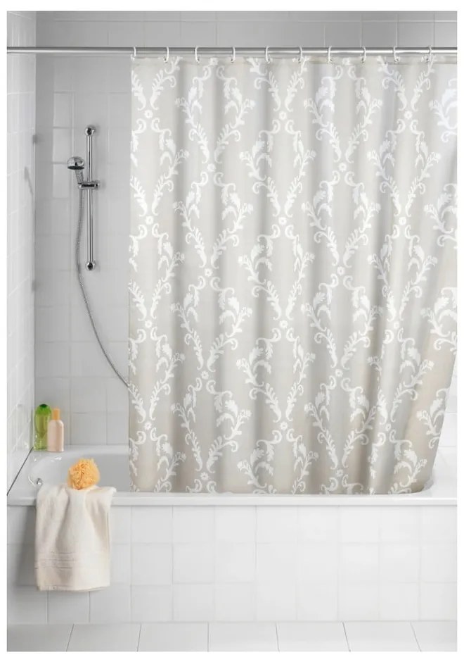 Tenda da doccia grigia con finitura antimuffa , 180 x 200 cm Baroque - Wenko