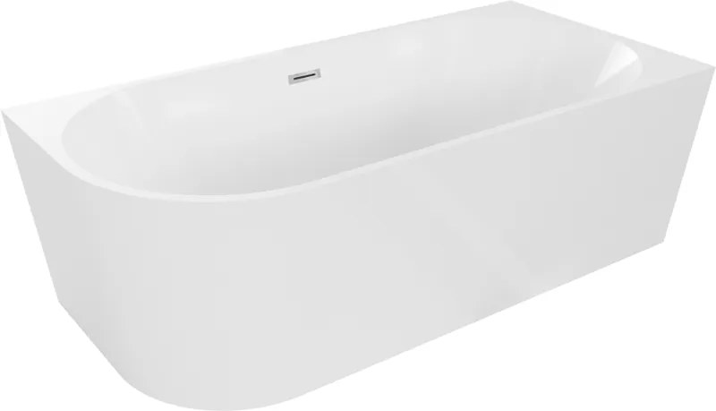 Mexen Mia vasca da bagno freestanding ad angolo destra 160 x 75 cm, bianca, troppopieno cromato - 52691607500P-01
