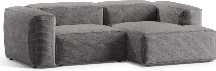 Divano angolare grigio chiaro (con penisola a destra/con chaise lounge) con rivestimento in velluto a coste Bergamo – Cosmopolitan Design