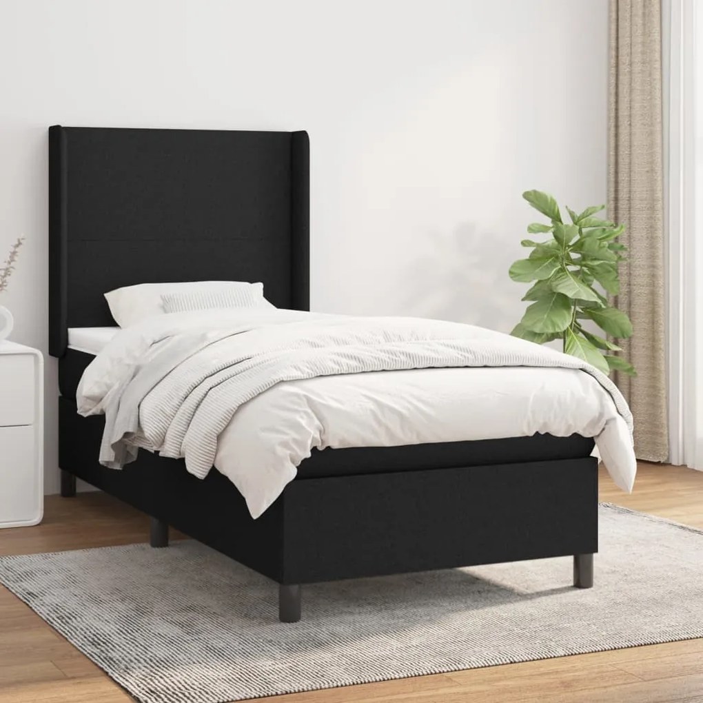 Giroletto A Molle Con Materasso Nero 90x190 Cm İn Tessuto /