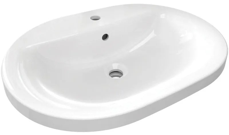 Lavabo da appoggio rettangolare in ceramica bianco
