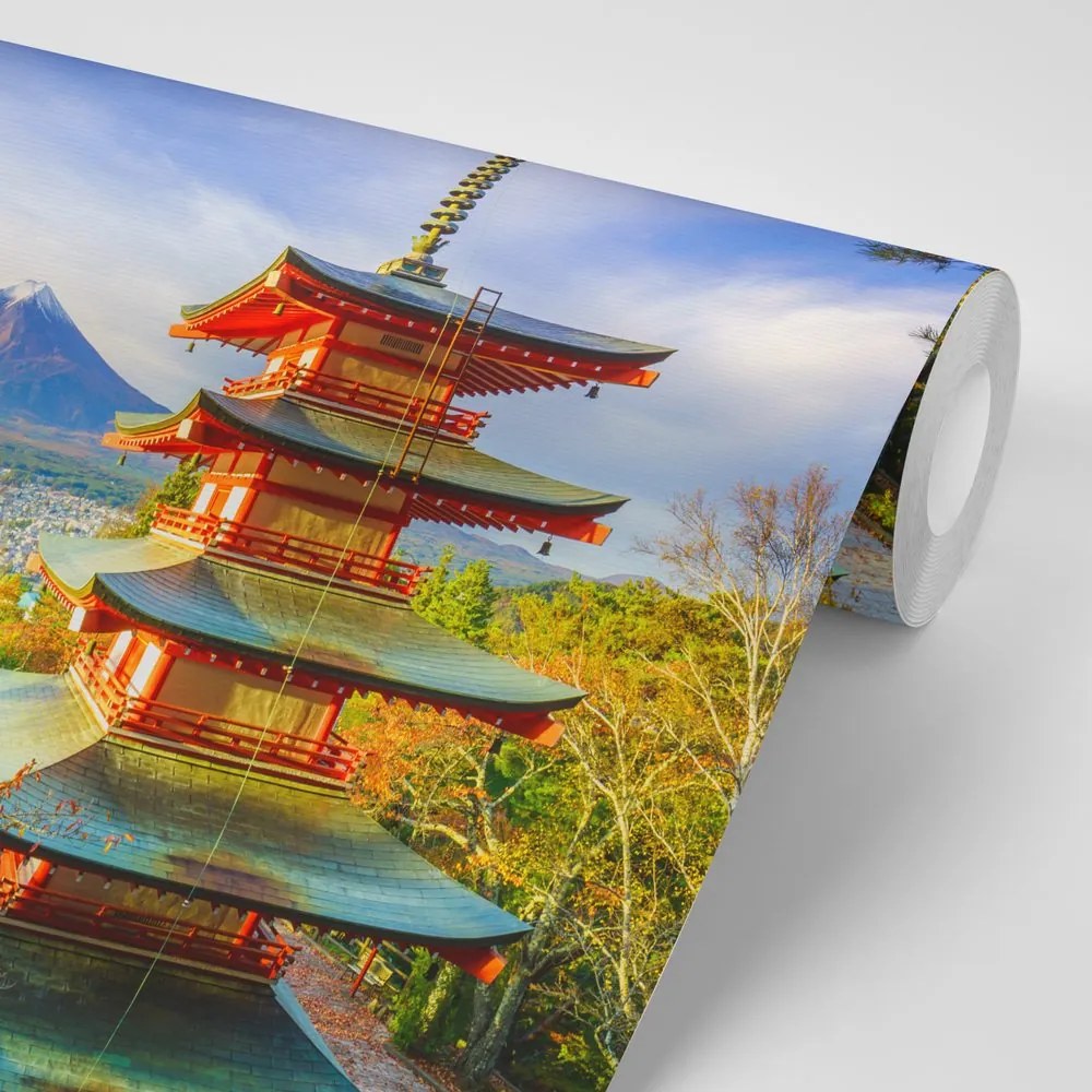 Carta da parati autoadesiva – Vista su Pagoda Chureito e monte Fuji