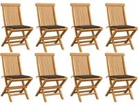 Sedie da Giardino e Cuscini Grigio Talpa 8 pz Massello di Teak cod mxl 24102