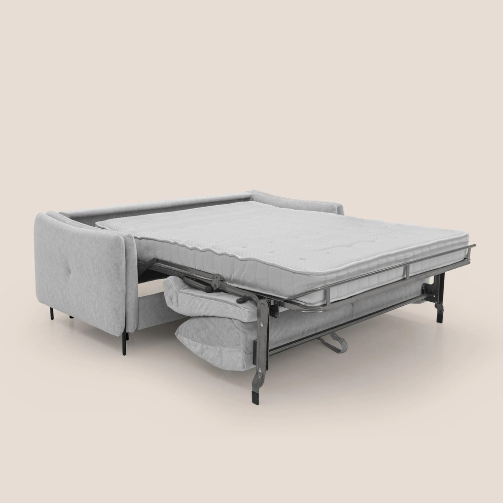 Gregory Divano letto con materasso h18 cm in microfibra effetto velluto impermeabile T09 grigio chiaro