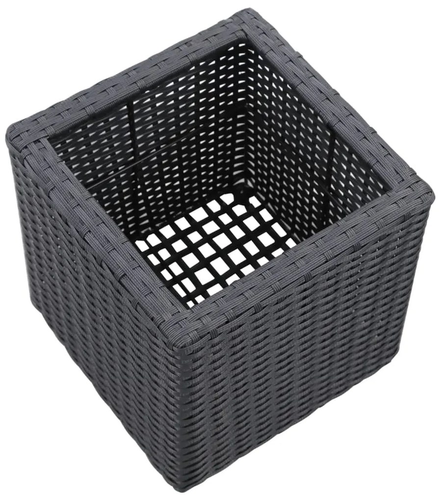 Letti Rialzati da Giardino 3 pz in Polyrattan Nero