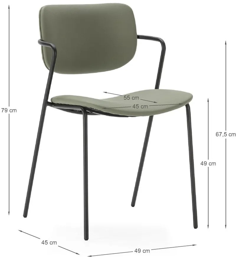 Set di sedie da pranzo kaki 2 pz Maika - Marckeric