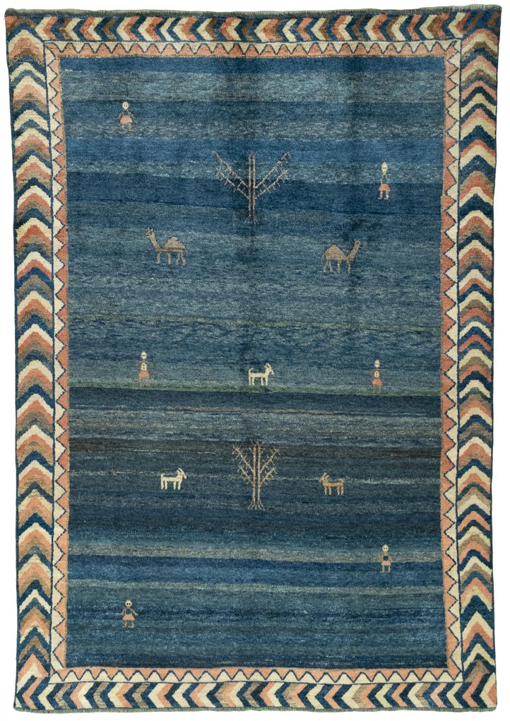 Gabbeh Tappeto 200 x 290 Blu (Iran) Annodato A Mano
