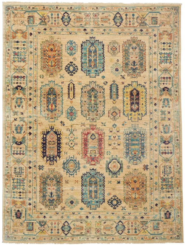 Samarkand Tappeto 150 x 200 Beige (Pakistan) Annodato A Mano