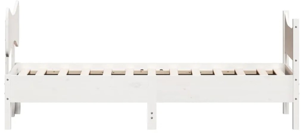 Giroletto con testiera bianco 100x200 cm legno massello di pino