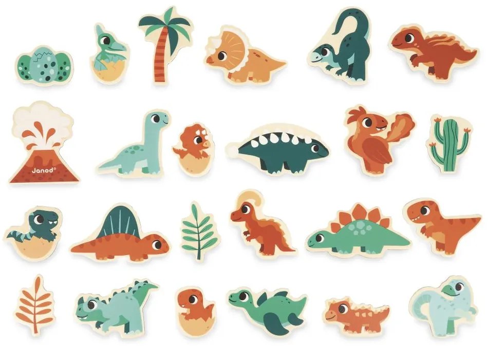 Magneti in legno - Dinosauri - 24 pz