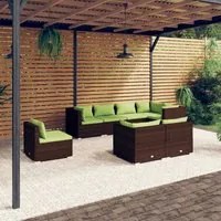 Set Divani da Giardino 8 pz con Cuscini in Polyrattan Marrone 3102612