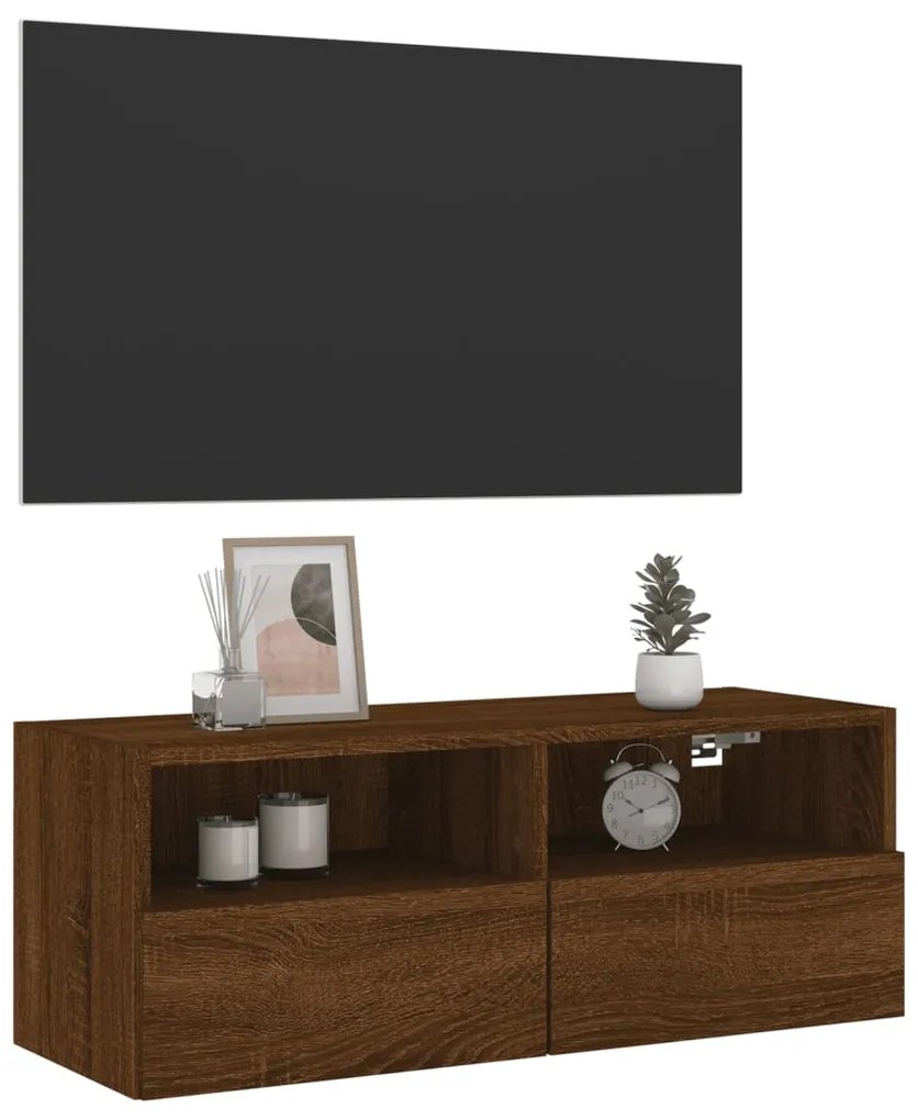 Mobile tv a parete rovere marrone 80x30x30 cm legno multistrato