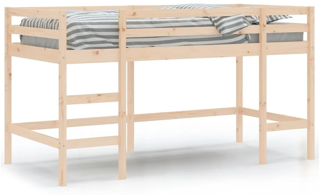 Letto soppalco con scala bambini 90x190 cm legno massello pino