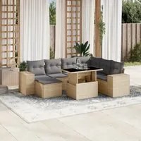 Set Divano da Giardino 8 pz con Cuscini Beige in Polyrattan 3269329