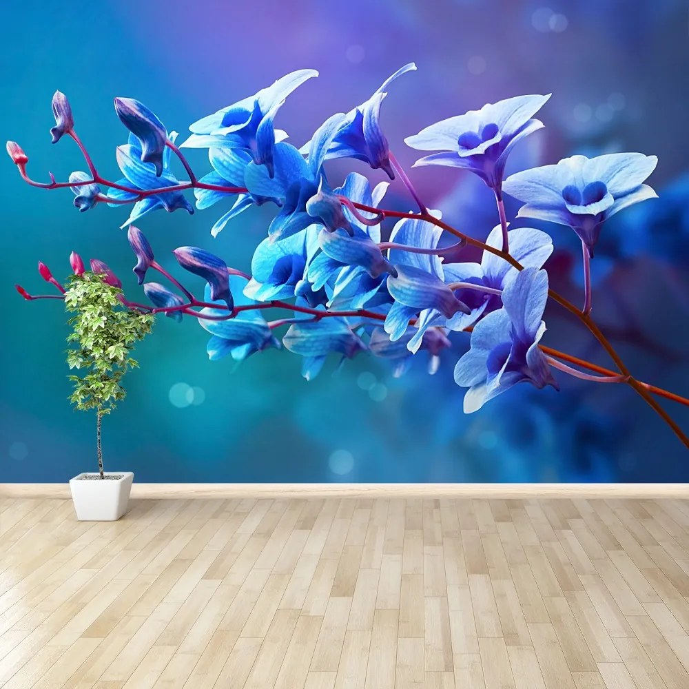 Carta da parati Orchidea blu 104x70 cm