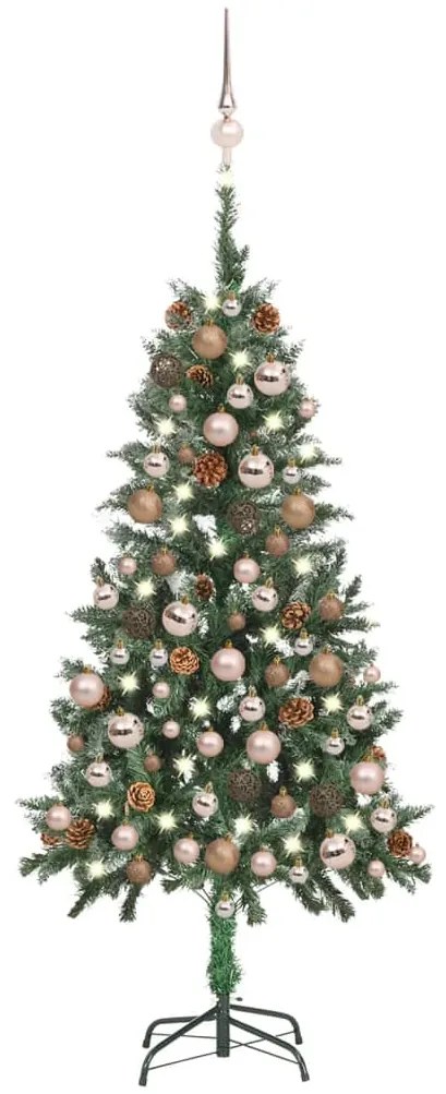 Albero di Natale Preilluminato con Palline e Pigne, Albero di Natale Preilluminato con Palline e Pigne 150 cm V