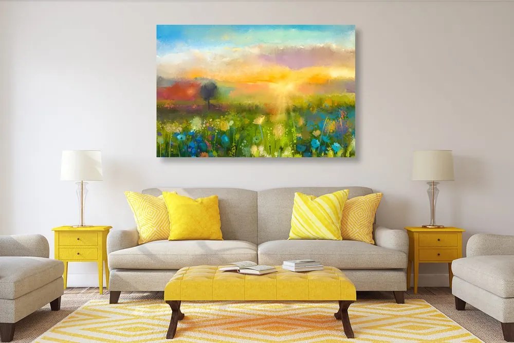 Quadro su tela – Pittura a olio di fiori di campo