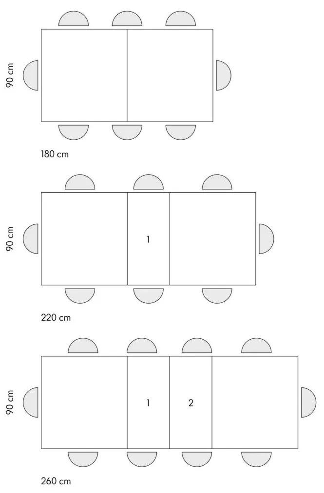 Tavolo POSITANO in legno effetto rovere e gambe bianche, allungabile 110&#215;70 cm – 190&#215;70 cm