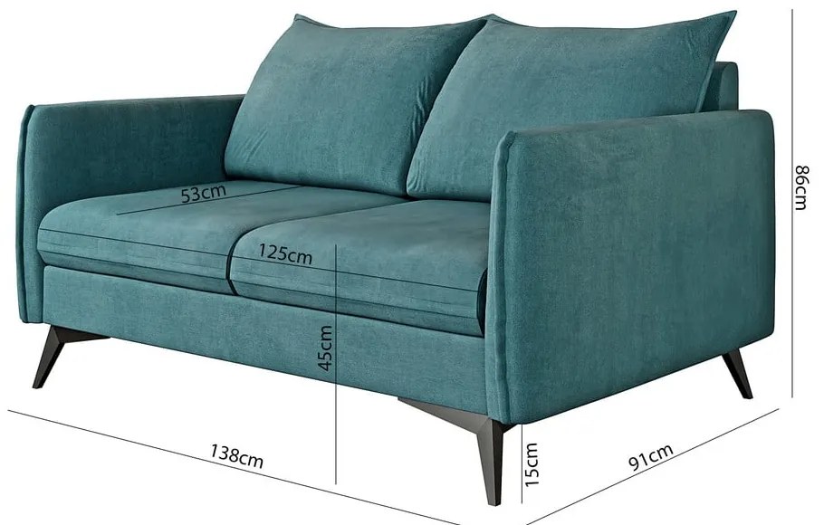 Divano color petrolio 138 cm Juli Bis - Ropez