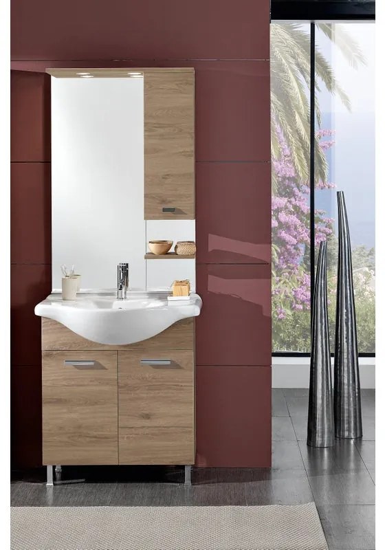 Mobile sottolavabo e lavabo Rimini per vasca centrale rovere nabucco L 70 x H 80 x P 33.5 cm, 2 ante