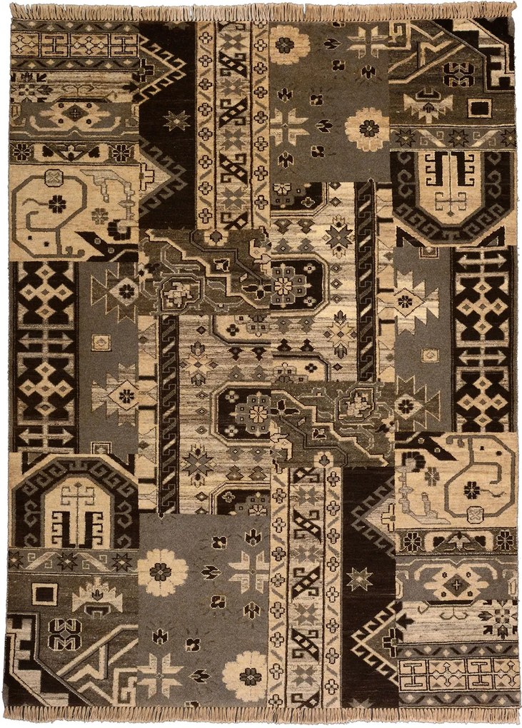 Patchwork Tappeto 240x180 Beige (Indian) Annodato A Mano