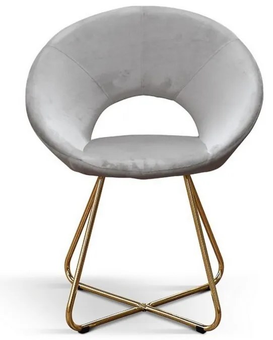 Set di poltroncine ZANTE in tessuto effetto velluto grigio e base in metallo color oro