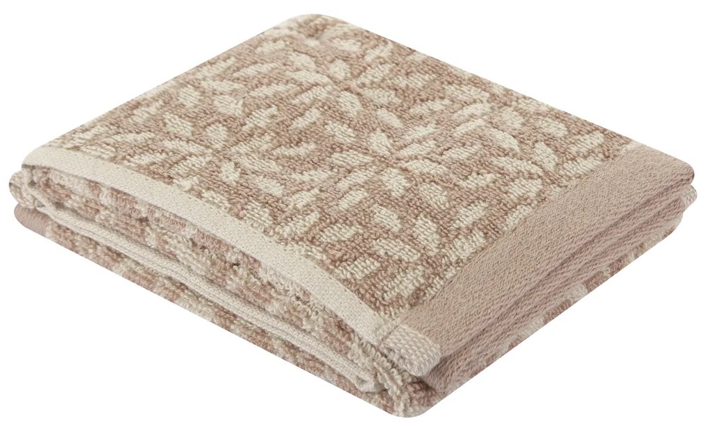 Asciugamano ospite 40x50 cm fiori tortora in cotone