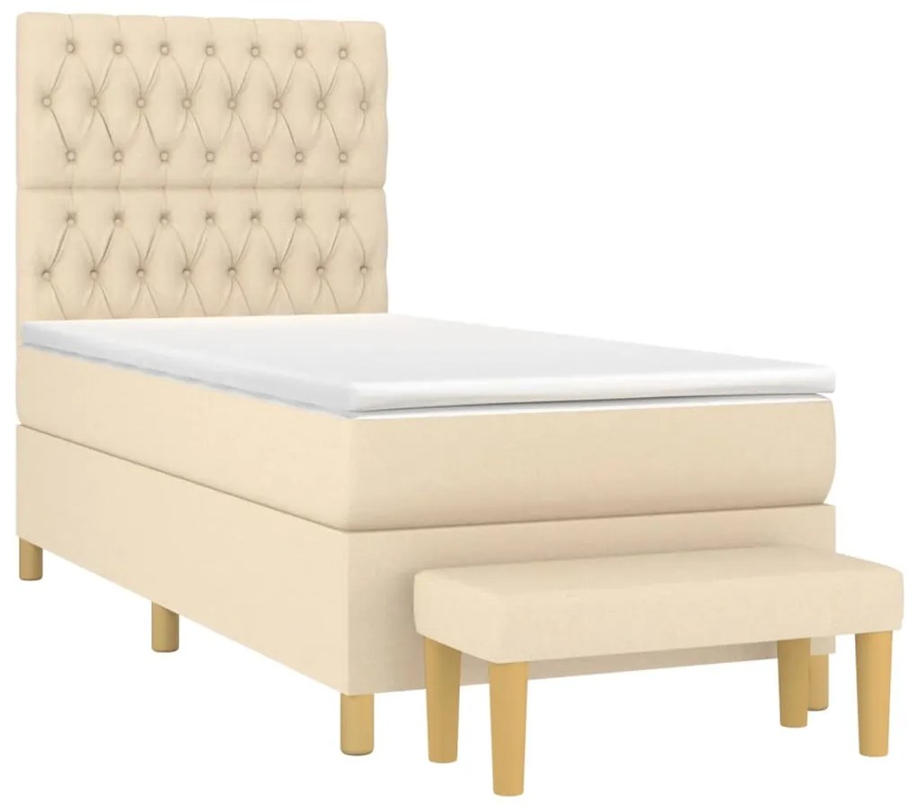 Giroletto a molle con materasso crema 100x200 cm in tessuto
