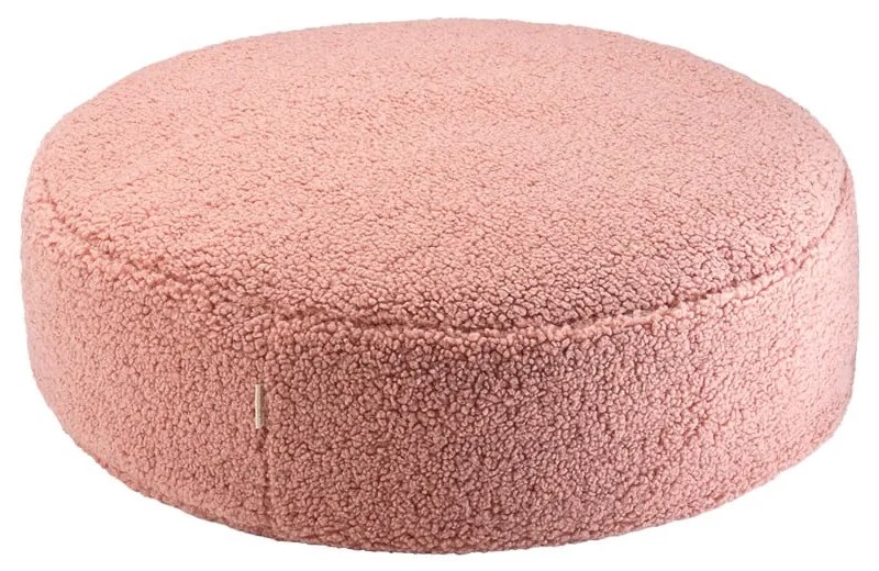 Pouf a sacco per bambini rosa con rivestimento in bouclé Round – Wigiwama