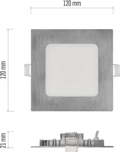 Lampada LED da incasso per controsoffitto NEXXO LED/7W/230V 3000/3500/4000K argento 12x12 cm