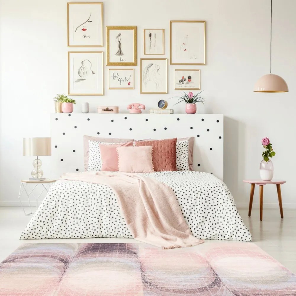 Tappeto in lana rosa chiaro 133x190 cm Kaola - Agnella