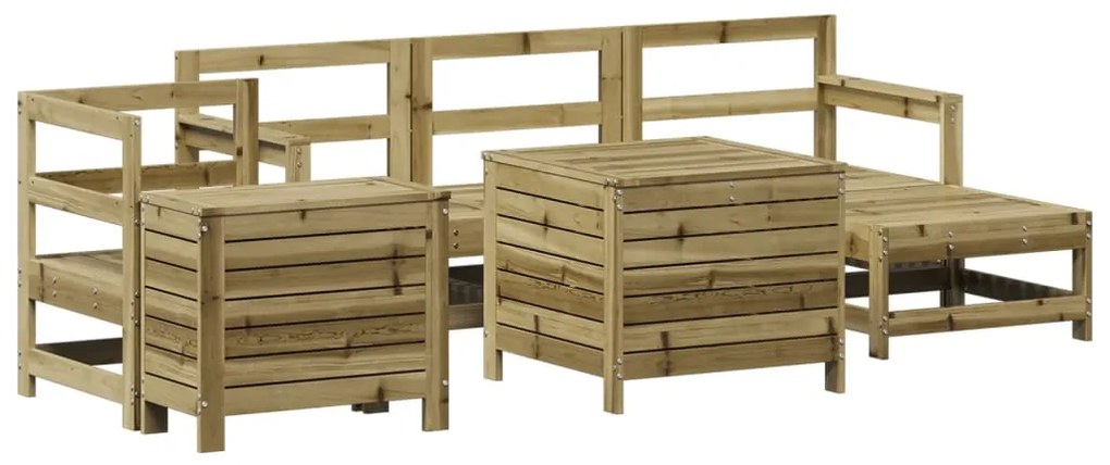 Set divani da giardino 7 pz in legno impregnato di pino