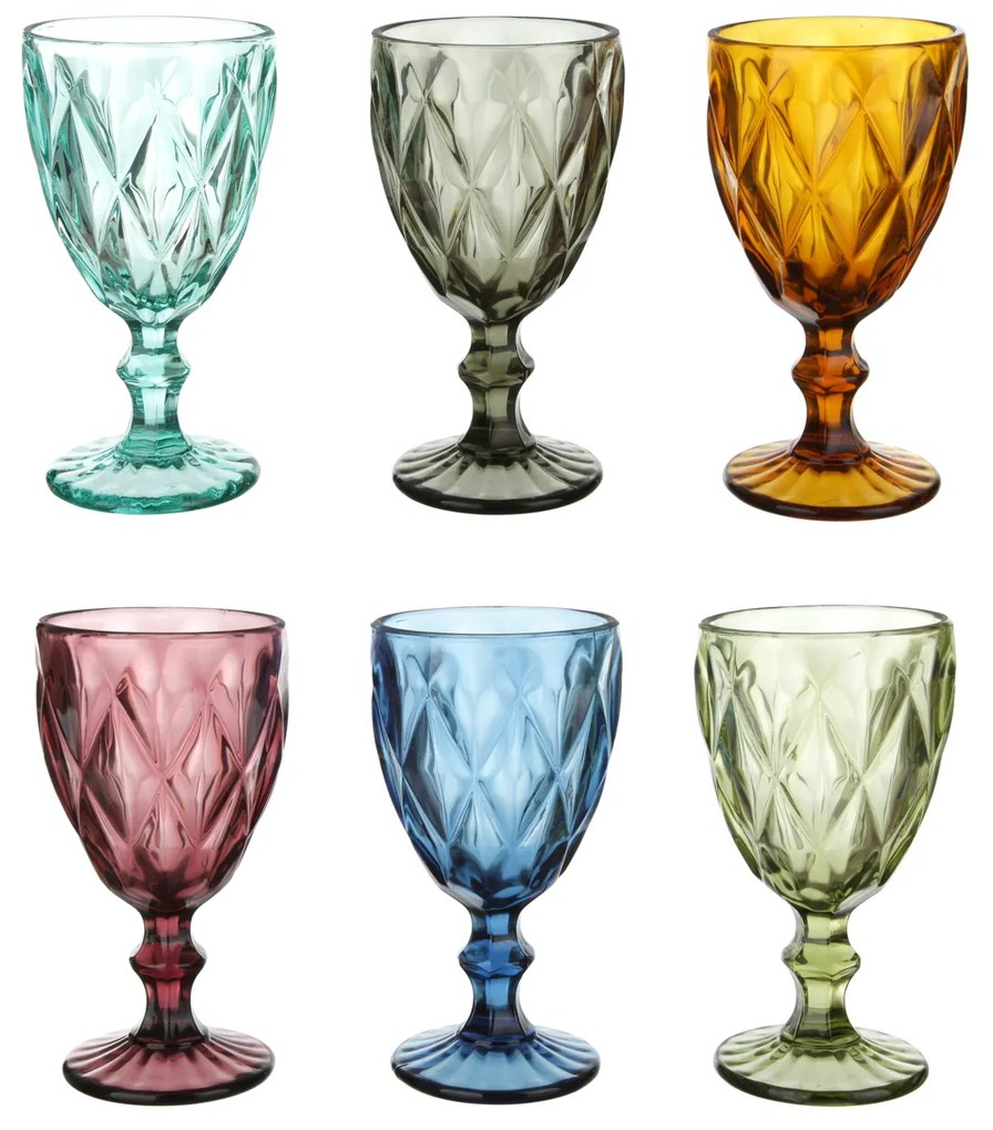 Set 6 calici acqua colorati vetro Gemma
