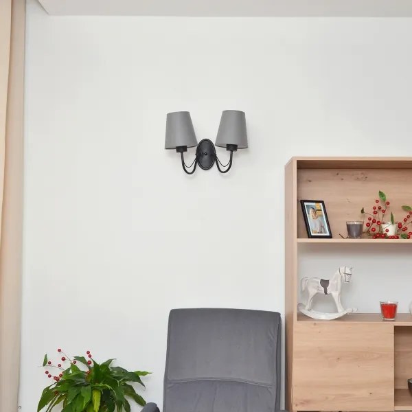Lampada da parete MALBO 2xE27/15W/230V grigia/nera