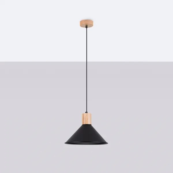 Sollux SL.1320 - Lampadario a sospensione con filo JAGA 1xE27/15W/230V diametro 30 cm nero