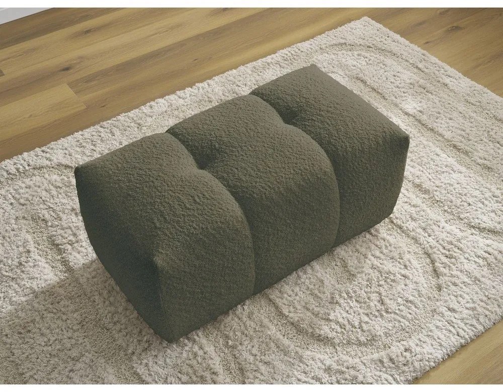 Poggiapiedi color kaki con rivestimento in bouclé Roxelane – Bobochic Paris