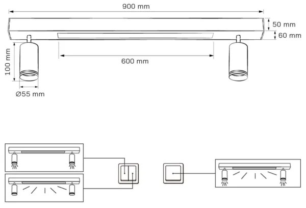 Plafoniera LED PARIGI LED/24W/230V + 2xGU10/10W nero