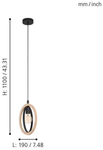 Eglo 43461 - Lampadario a sospensione con filo BASILDON 1xE27/40W/230V