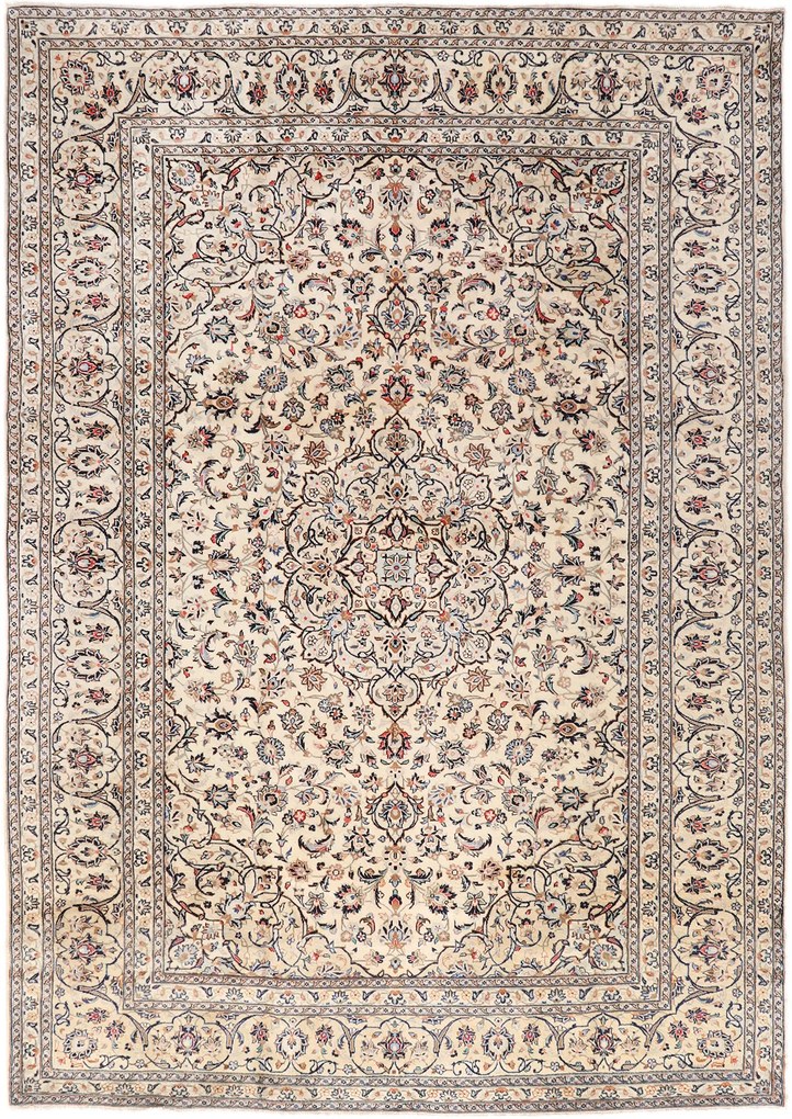 Kashan Tappeto persiano 350x250 Beige (Iran) Annodato A Mano