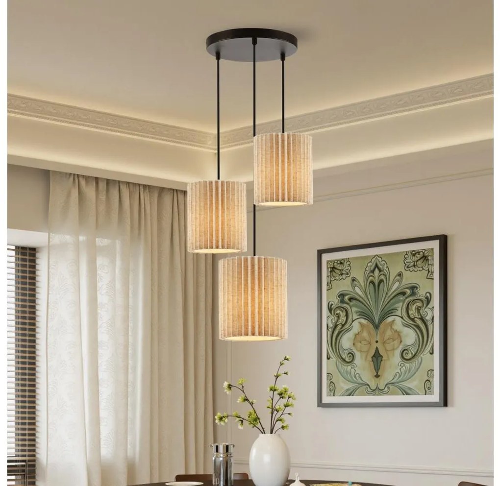 Brilagi - Lampadario sospeso a cavo NORDIC WAVE 3xE27/15W/230V diam. 38 cm lino/nero