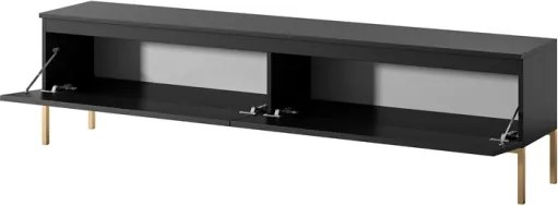 Mobile TV Da Terra 175 Cm 2 Ante Nero Piedini Oro Lume