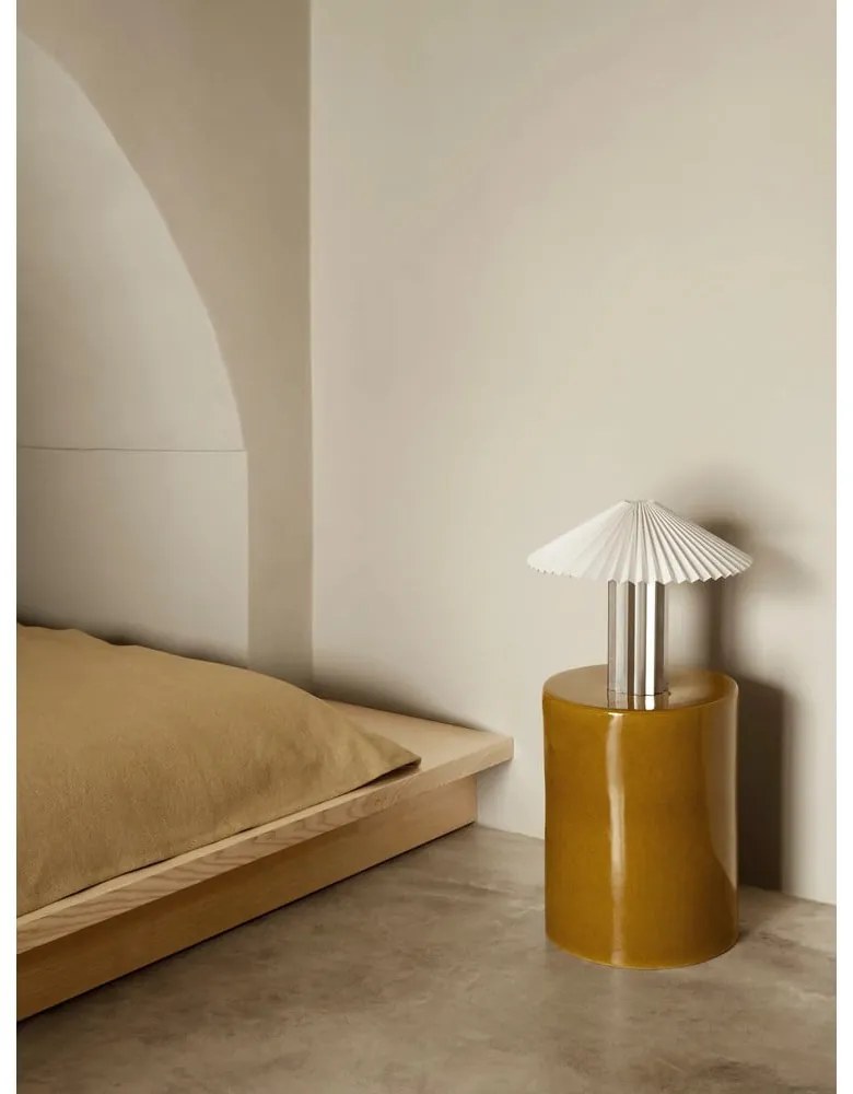 Lampada da tavolo bianca/argentata con paralume in tessuto con intensità regolabile (altezza totale 36 cm) Taite – Blomus