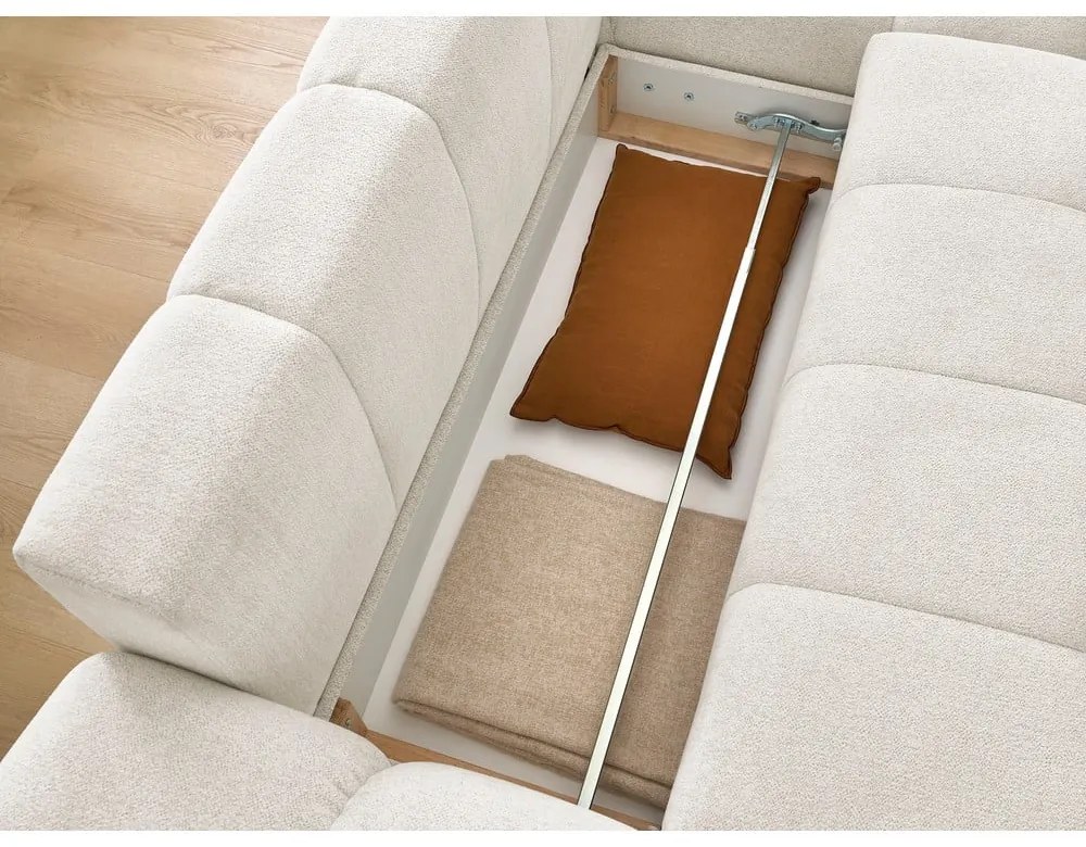 Divano angolare bianco allungabile e con contenitore (penisola a destra/chaise lounge) con rivestimento in ciniglia Everest – Bobochic Paris