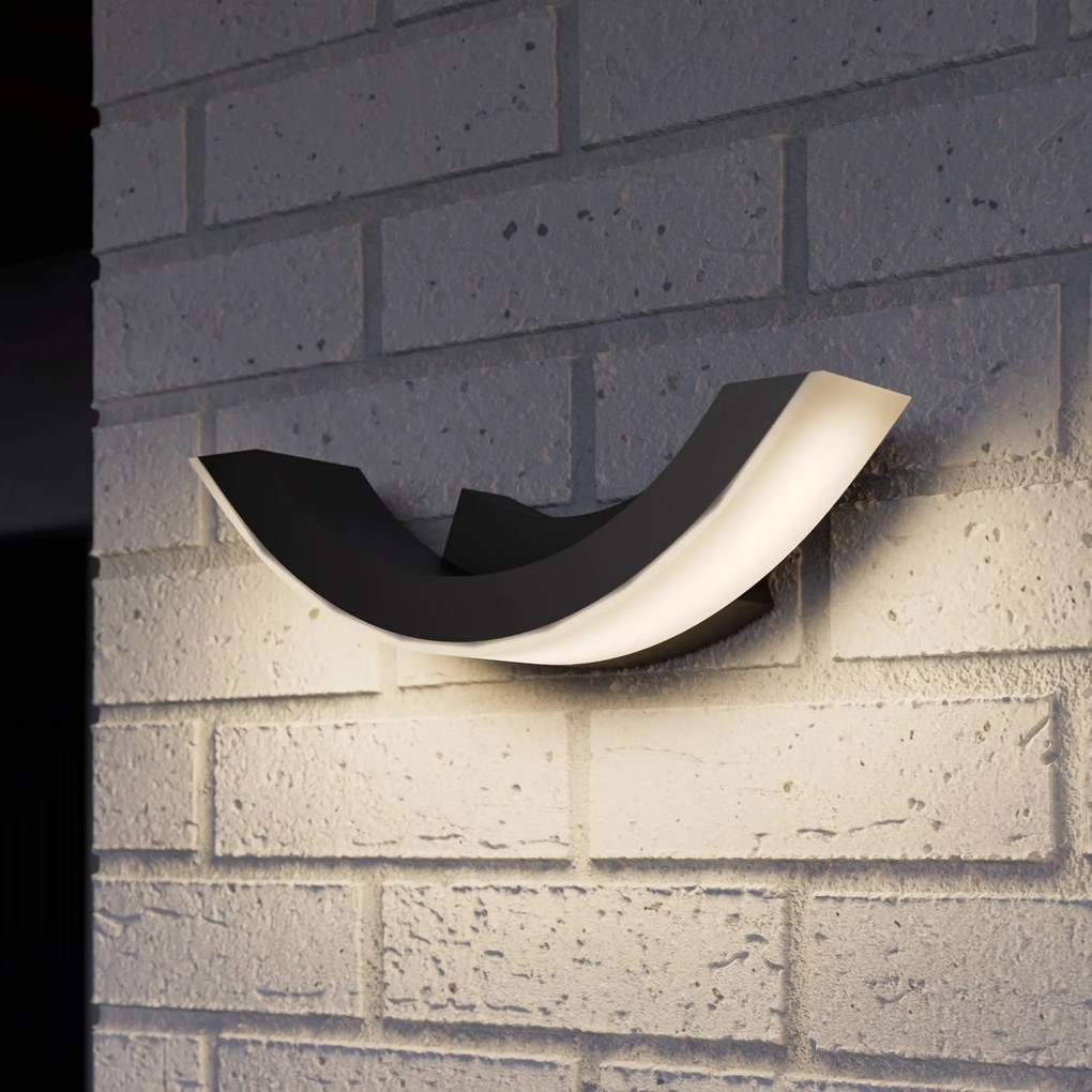 Lucande Applique parete Half, grafite, a LED, per esterni