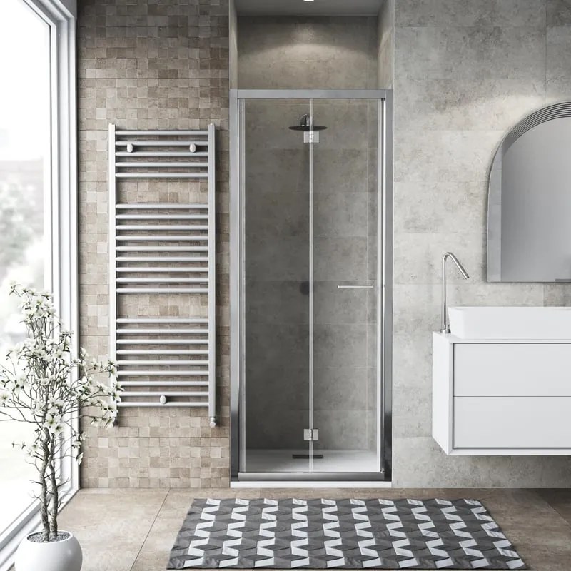 Porta doccia pieghevole Record, L 97-101 cm x H 195 cm x SP 6 mm, profilo cromo