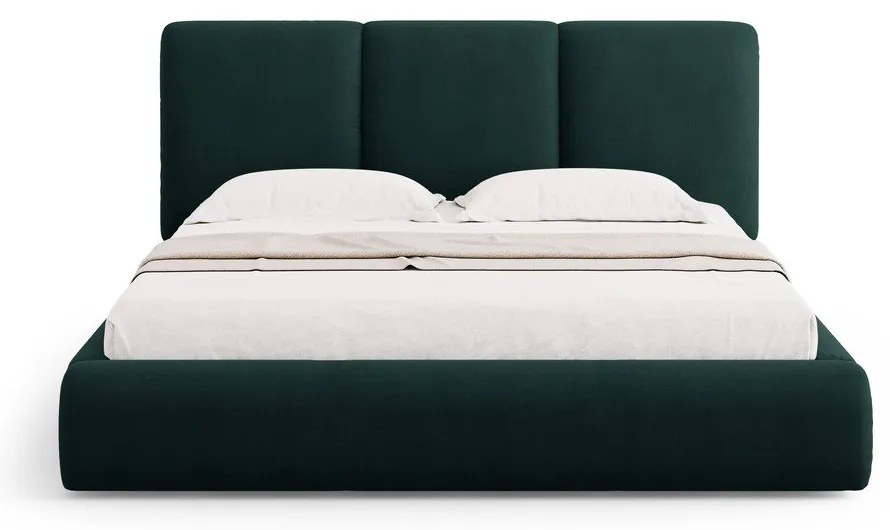 Letto matrimoniale imbottito verde scuro con contenitore a griglia 180x200 cm Brody - Mazzini Beds