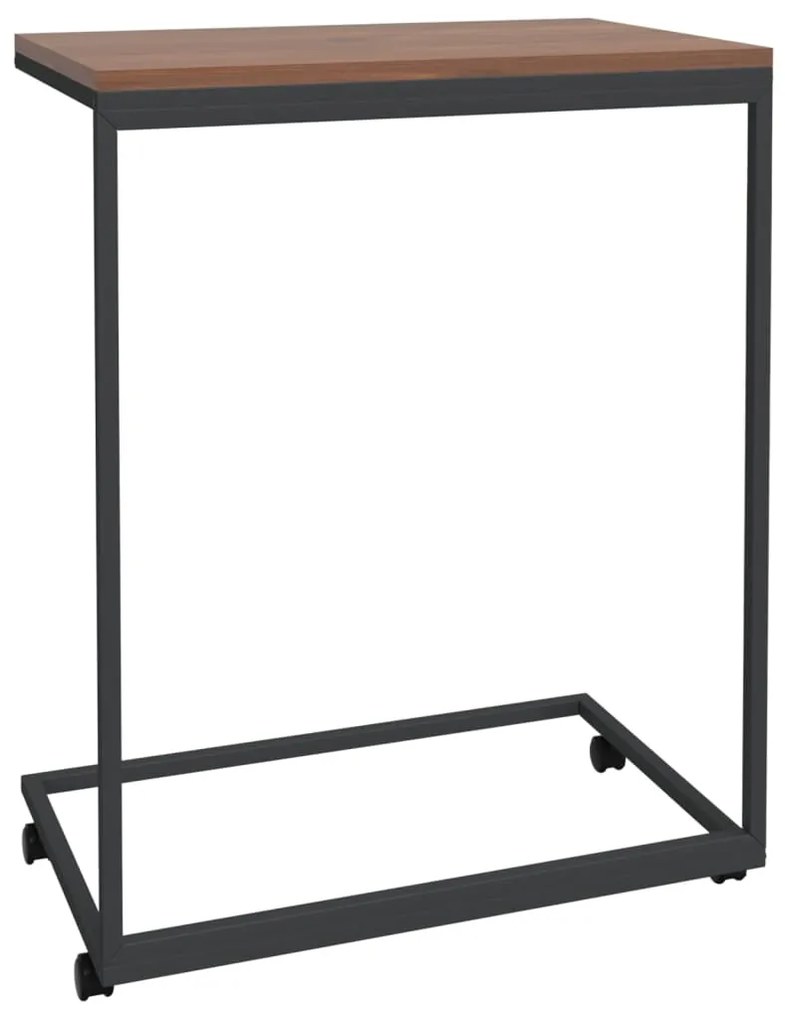 Tavolino con ruote nero 55x35x70 cm in legno multistrato